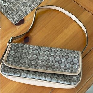 NINE WEST Cream and Gray Geometric Shoulder Handbag